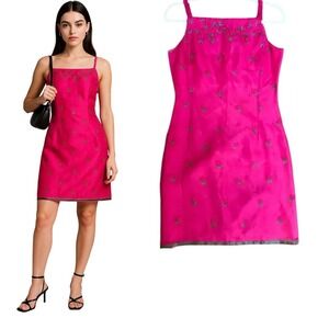 90's vintage 100% silk pink flower mini cynthia howie dress 4 small‎ petite